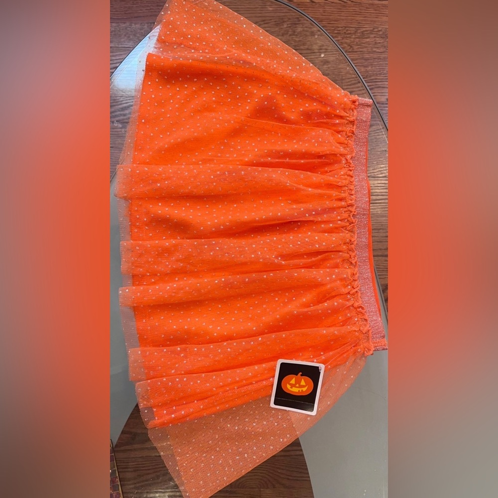 Tulle Skirt Girls Size 7/8 Orange w/Glitter Sparkles NEW